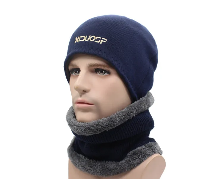 2 Piece Winter Beanie Knitted Hat Scarf Skullies Beanies Winter Hats For Men Women Caps Gorras Bonnet Fashion Cap Hats