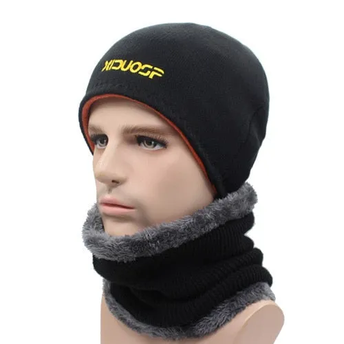 2 Piece Winter Beanie Knitted Hat Scarf Skullies Beanies Winter Hats For Men Women Caps Gorras Bonnet Fashion Cap Hats