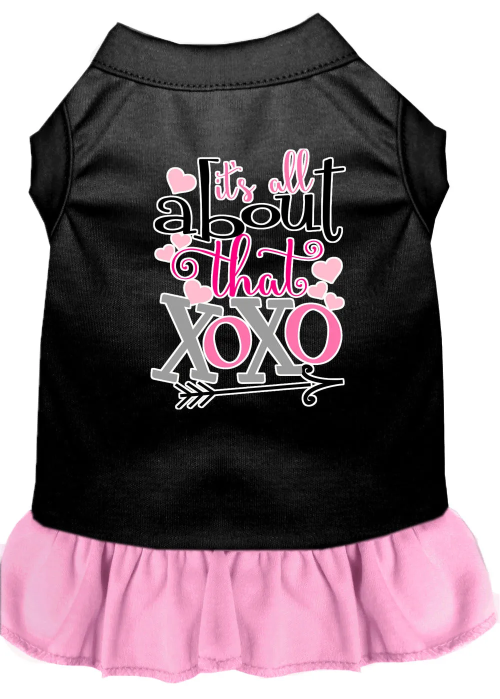 All About The Xoxo Screen Print Dog Dress Black With Light Pink Med