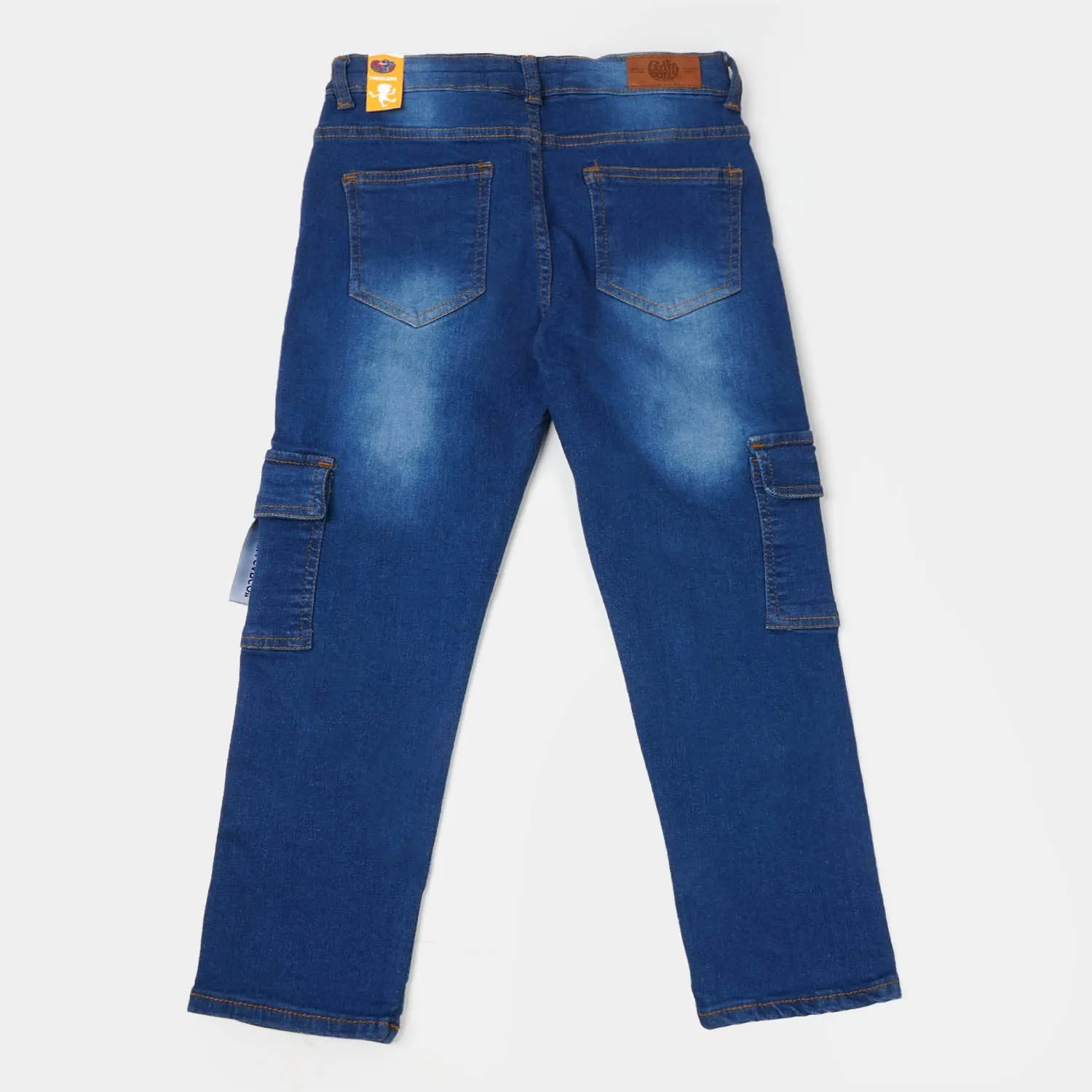 Boys Denim Pant Cargo - Mid Blue