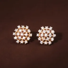 Casual White American Diamond Bloom Earring For Women