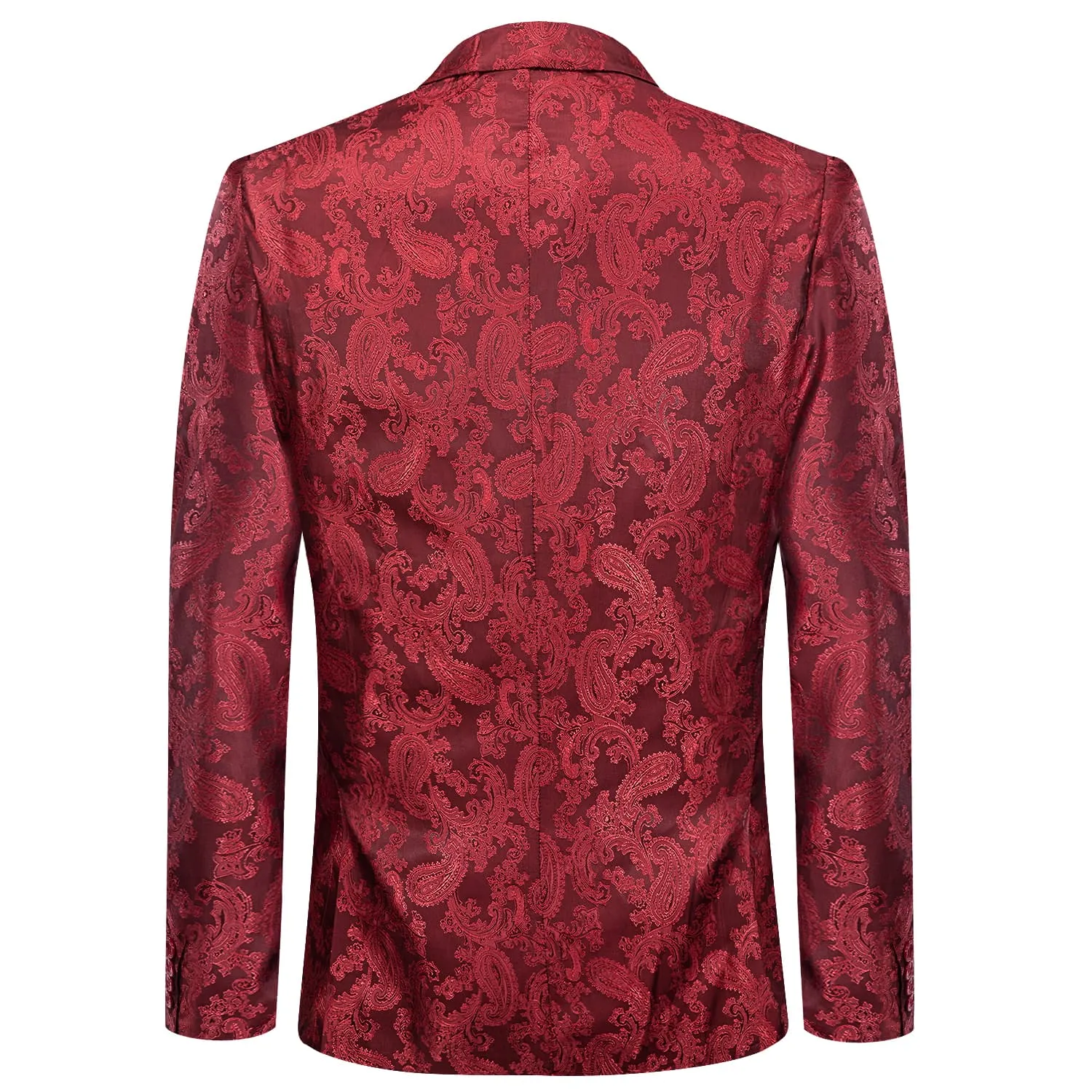 Hi-Tie Notched Lapel Blazer Red Men's Wedding Paisley Top Men Suit