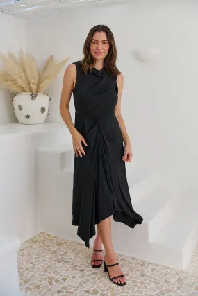 Izara Black Knot Front Evening Dress