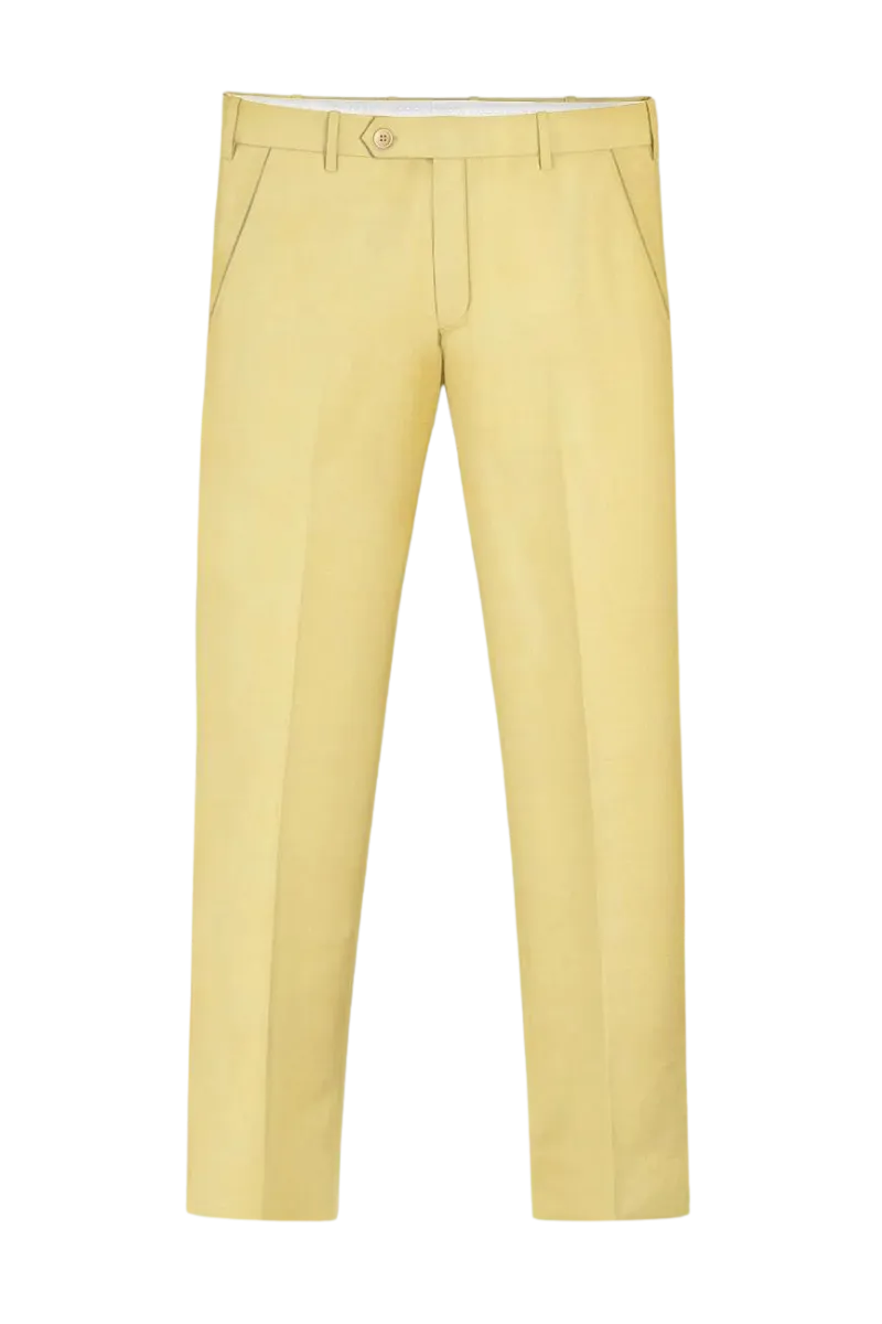 Light Yellow Slim fit 2 piece Double Breasted Suit