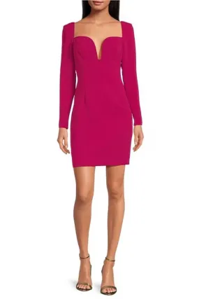 Liv Foster Sweetheart Open Neck Long Sleeve Sheath Dress