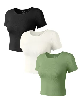 Short Sleeve Crew NeckTee Crop Tops