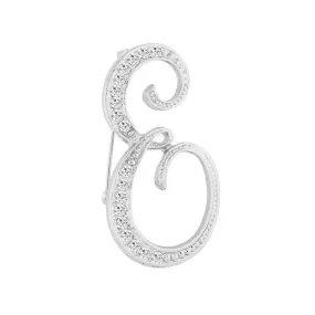 [Silver Initial Letter E] Plated Metal Lapel Pin