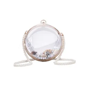 Transparent pearl chain shoulder bag